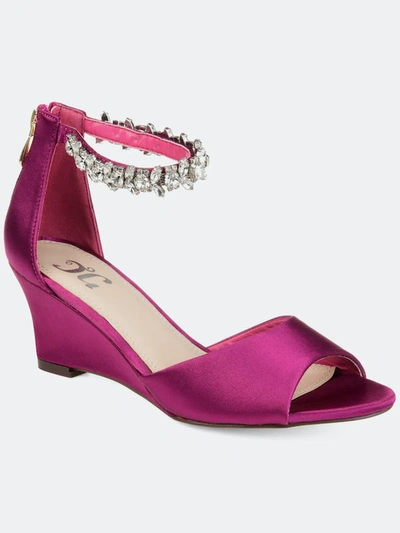 Shop Journee Collection Women's Connor Wedge In Berry