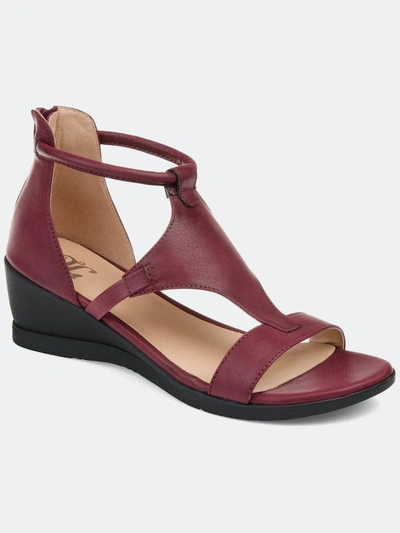 Shop Journee Collection Women's Trayle Sandal Wedge In Wine