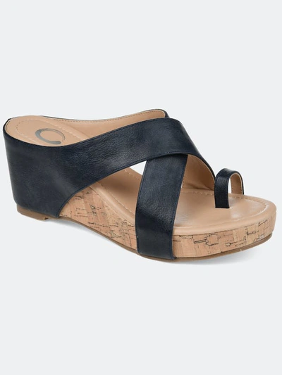 Shop Journee Collection Women's Tru Comfort Foam Rayna Wedge Sandal In Navy