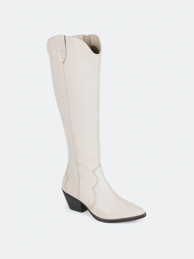 Shop Journee Signature Women's Genuine Leather Tru Comfort Foam Pryse Boot In Bone