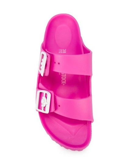 Shop Birkenstock Rubber Slider Sandals - Pink & Purple