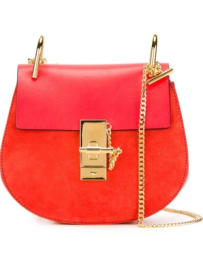 Chloé Drew Mini Leather Shoulder Bag In Red