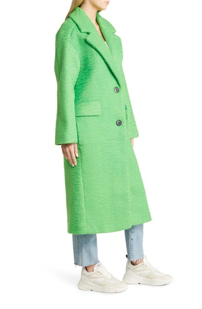 Shop Topshop Long Brushed Coat In Mid Green