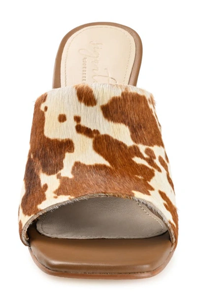 Shop Journee Signature Deena Column Heel Genuine Calf Hair Sandal In Animal/ Brown