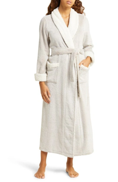 Shop Natori Frosted Faux Shearling Trim Robe In Cashmere