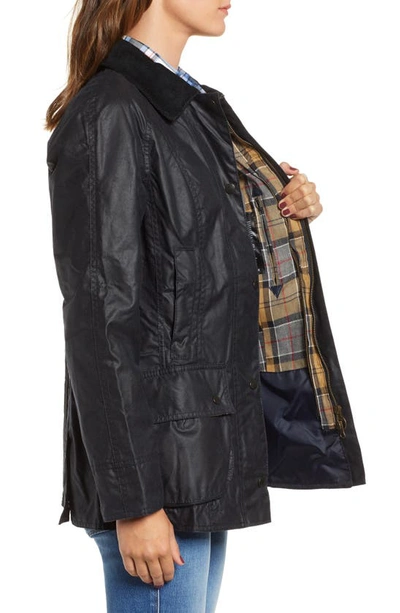 Barbour Beadnell Lightweight Waxed Cotton Jacket In Navy