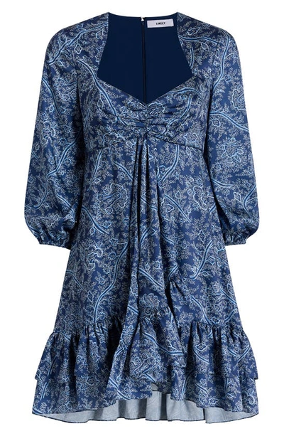 Shop Likely Shawn Floral Print Babydoll Dress In Navy/ Ivory