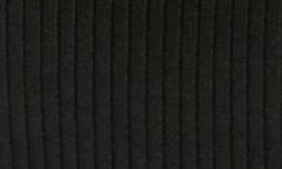 Shop Mach & Mach Feather Trim Cold Shoulder Rib Sweater Dress In Black