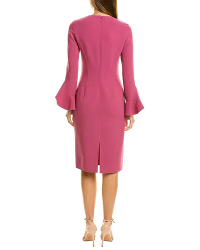Shop Michael Kors Ruffle Wool-blend Sheath Dress In Purple