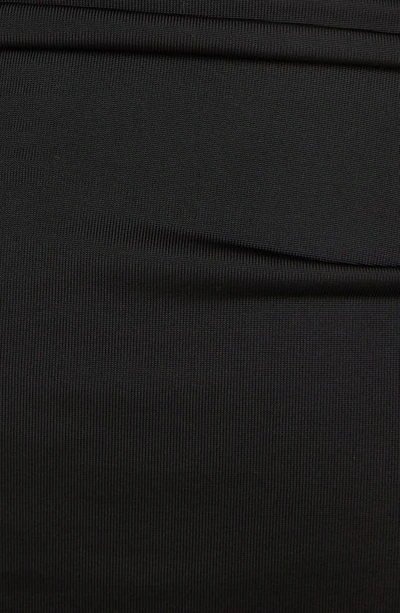 Shop Saint Laurent Scoop Back Long Sleeve Ruched Jersey Minidress In Noir