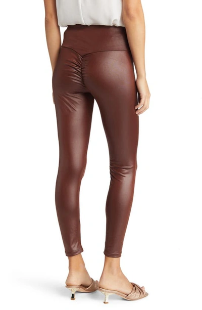 Nikki Lund Penelope Faux Leather Leggings In Burgundy