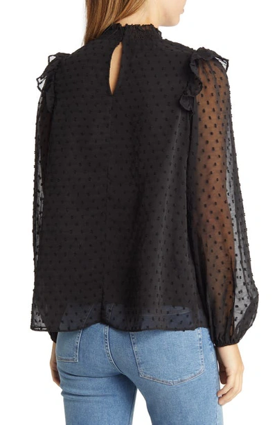 Shop Nikki Lund Yannis Smocked Clip Dot Blouse In Black