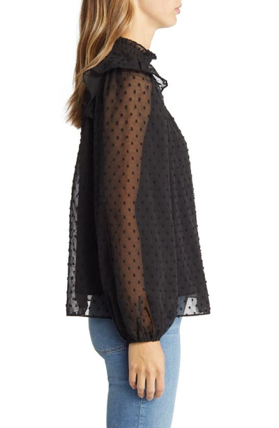 Shop Nikki Lund Yannis Smocked Clip Dot Blouse In Black