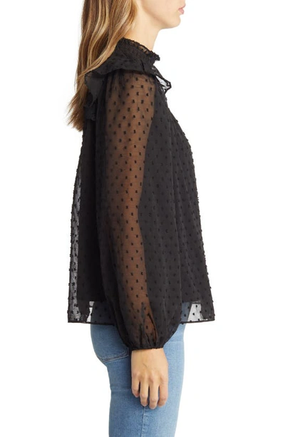 Nikki Lund Yannis Smocked Clip Dot Blouse In Black