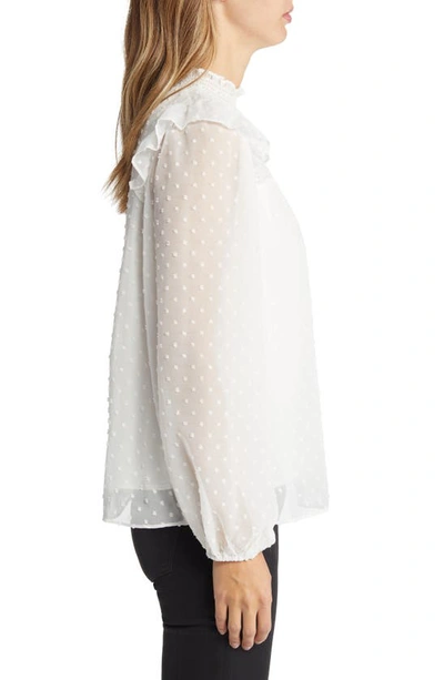 Nikki Lund Yannis Smocked Clip Dot Blouse In White