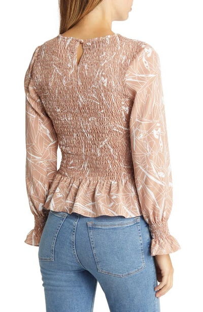 Nikki Lund Winona Abstract Print Cotton Blend Blouse In Beige