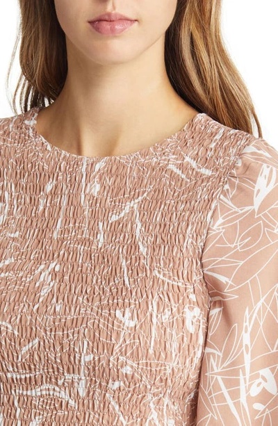 Nikki Lund Winona Abstract Print Cotton Blend Blouse In Beige