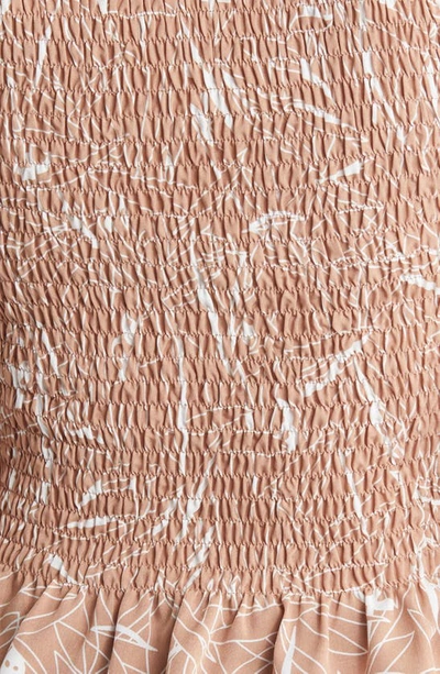 Nikki Lund Winona Abstract Print Cotton Blend Blouse In Beige