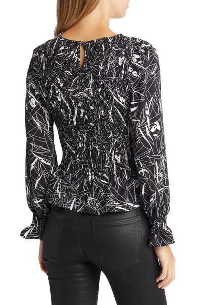 Shop Nikki Lund Winona Abstract Print Cotton Blend Blouse In Black