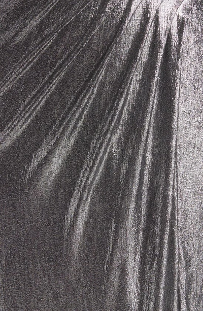 Shop Tadashi Shoji Draped Shimmer Long Sleeve Gown In Steel