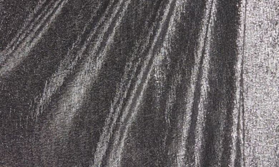 Shop Tadashi Shoji Draped Shimmer Long Sleeve Gown In Steel