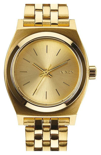 Nixon 'the Small Time Teller' Bracelet Watch, 26mm In All Gold