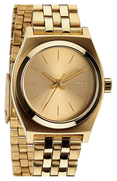 Nixon 'the Small Time Teller' Bracelet Watch, 26mm In All Gold