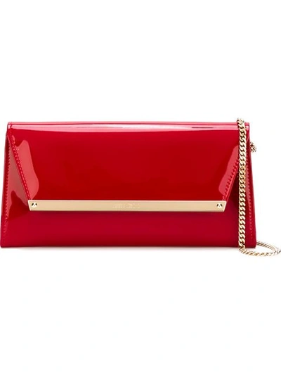 Jimmy Choo Margot Clutch Aus Rotem Lack- Und Wildleder In Red