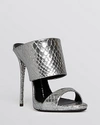 Giuseppe Zanotti Suede & Snake-embossed Leather Sandals In Silver
