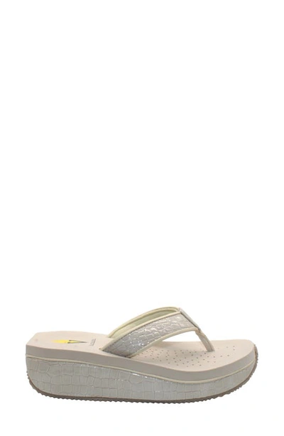 Shop Volatile 'mini Croco' Wedge Sandal In Off White