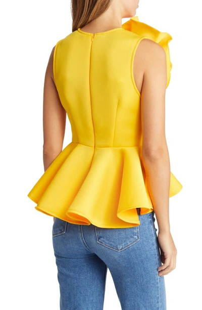 Shop Nikki Lund Coco Sleeveless Peplum Top In Yellow