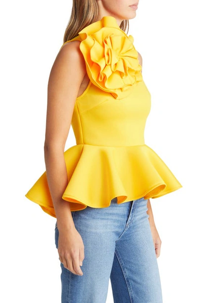 Shop Nikki Lund Coco Sleeveless Peplum Top In Yellow