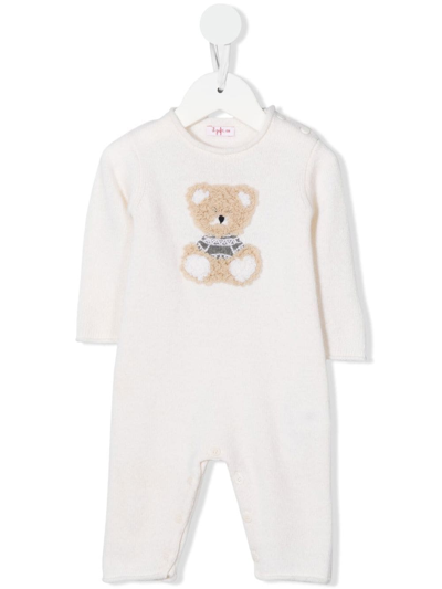 Shop Il Gufo Teddy Bear-appliqué Babygrow In White