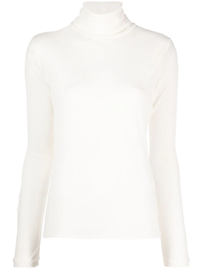 Shop Loulou Studio Ribbed Roll-neck Jumper In Neutrals
