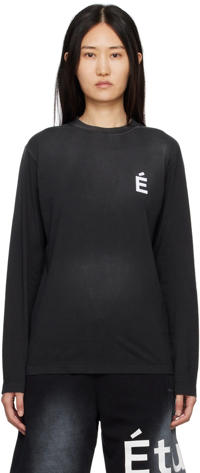 Shop Etudes Studio Ssense Exclusive Black Embroidered Long Sleeve T-shirt