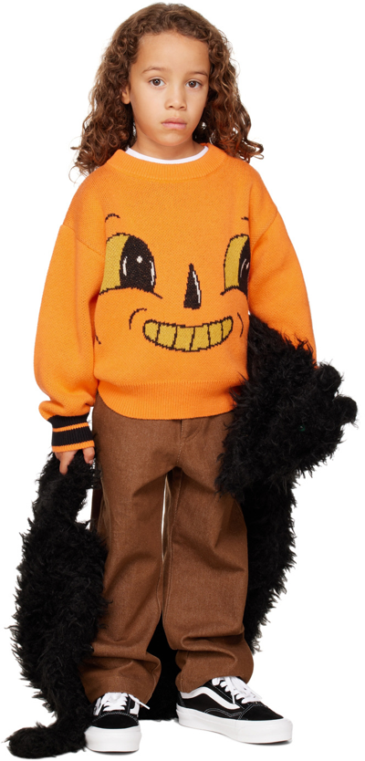Shop Perks And Mini Ssense Exclusive Kids Orange Jack-o-lantern Sweater