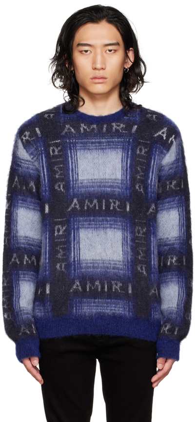 Shop Amiri Blue Plaid Sweater