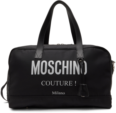 Shop Moschino Black Boston Duffle Bag In A2555 Fantasy Print