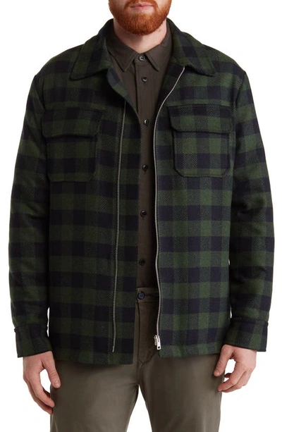 Shop Apc New Ian Check Wool Blend Shirt Jacket In Vert Fon