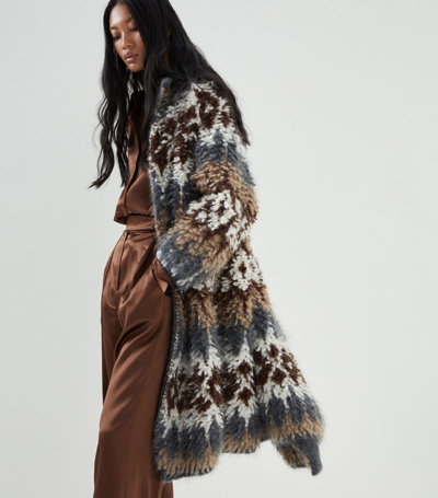 Shop Brunello Cucinelli Mohair-blend Hooded Coat In Brown