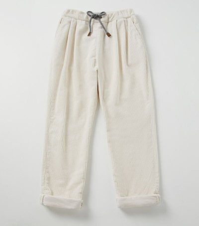Shop Brunello Cucinelli Corduroy Trousers (4-12 Years) In White