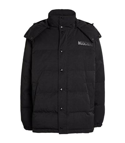 Shop Moschino Logo Puffer Jacket In Black