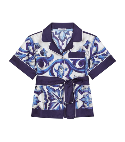 Shop Dolce & Gabbana Kids Silk Majolica Print Shirt (2-6 Years) In Multi
