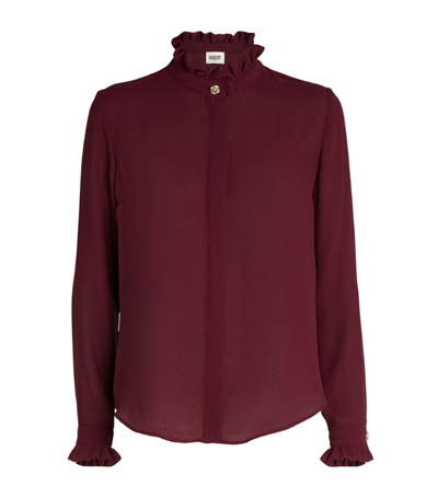 Claudie Pierlot Colombine Floubis Ruffle-collar Woven Shirt In Rouges |  ModeSens