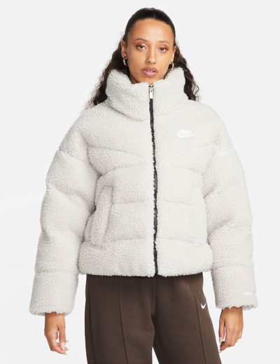 Shop Nike City Fleece Sherpa Puffer Jacket Therma-fit In White