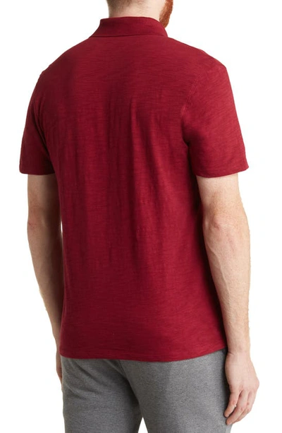 Shop Vince Short Sleeve Slub Polo In Red Currant