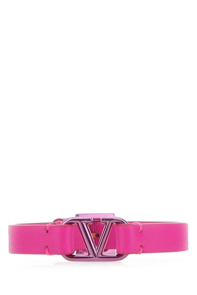 Shop Valentino Vlogo Plaque Bracelet In Pink