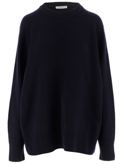 Shop The Row Crewneck Knit Sweater In Navy