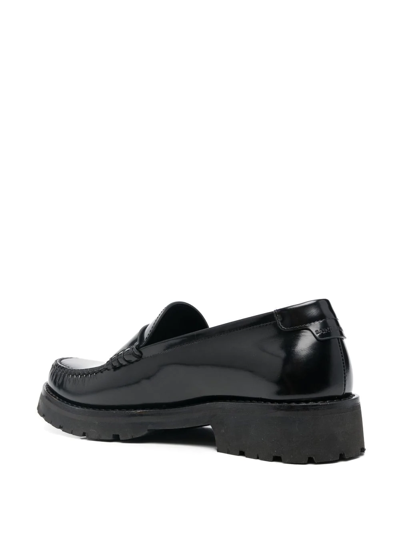 Shop Saint Laurent Le Loafer High-shine Finish Flat Shoes In Black