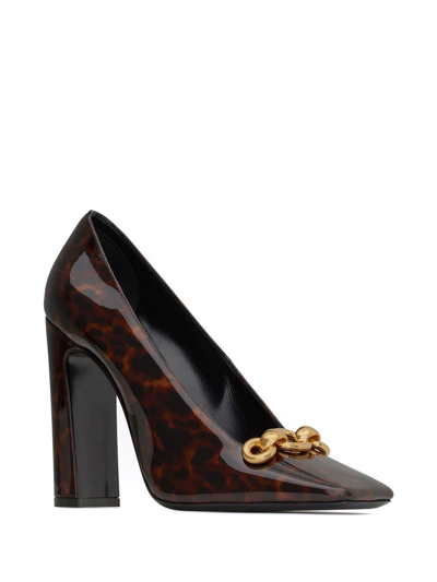 Shop Saint Laurent Swing 110mm Tortoiseshell Pumps In Red